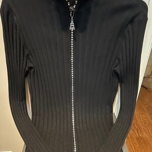 Beldiini Black zip up dressy form fitting sweater size large
